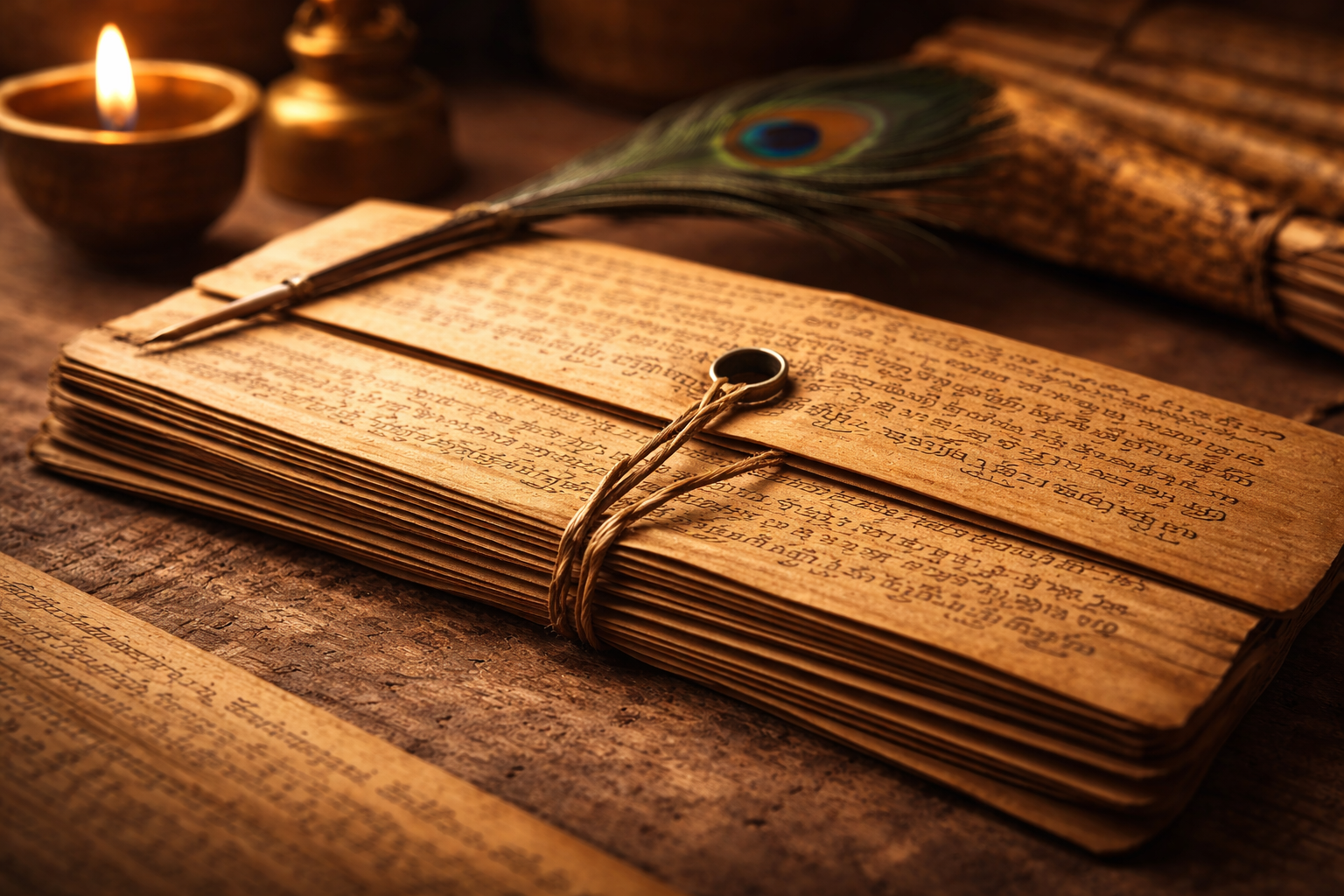 Ancient palm leaf manuscript used in Naadi astrology